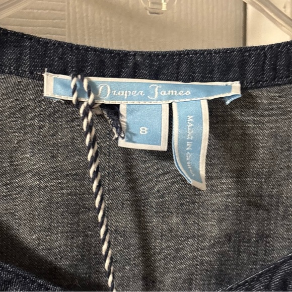 Draper James Dark Blue Denim Chambray 3/4 Bell Sleeves Shift Dress Size 8 NWT - Picture 9 of 10